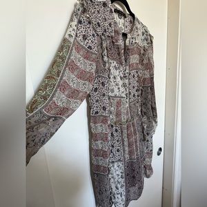 Zara Basics Sheer Boho Paisley Pattern Patchwork Tunic Dress